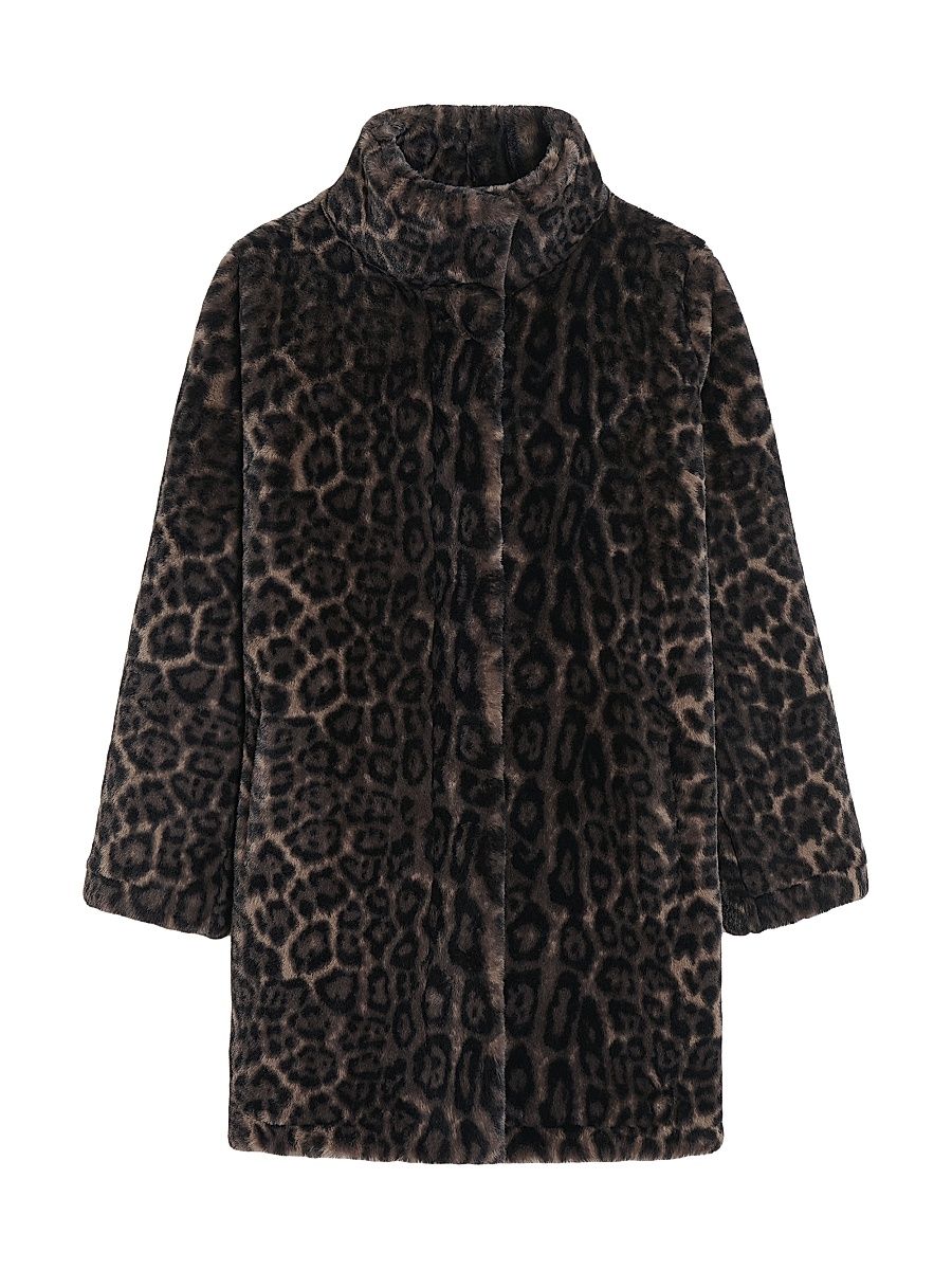 Women's Blair Leopard Faux Fur Coat - Dark Leopard - Size XL