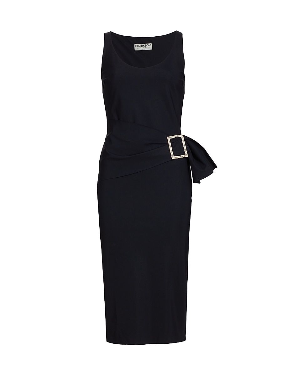 Women's Africa Sleeveless Buckled Midi-Dress - Black - Size 6