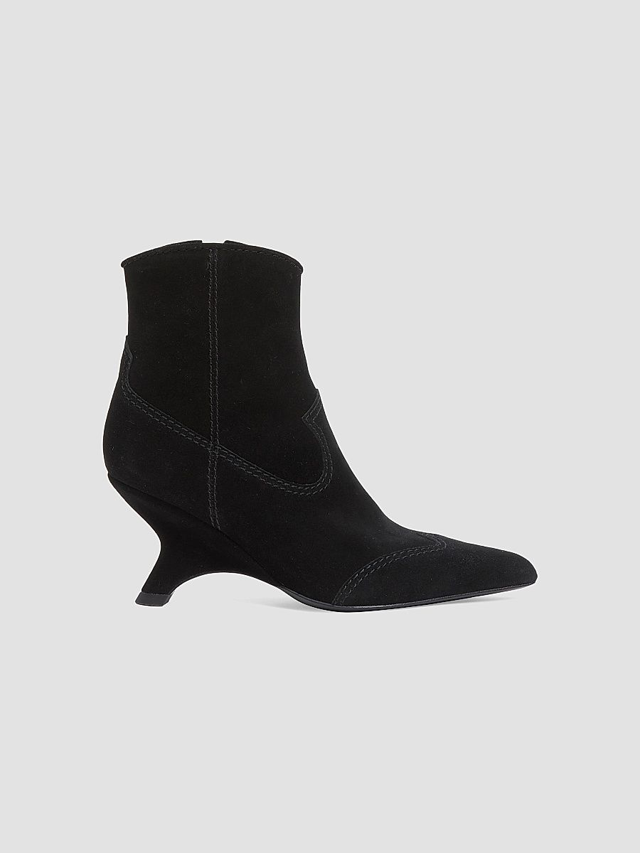 SIMKHAI Women's Shadow 75MM Suede Western Boots - Black - Size 5