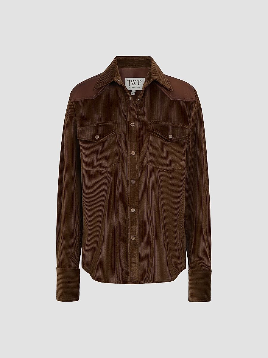 TWP Women's Cowboy Take Me Away Corduroy Shirt - Pinecone Bison - Size XL