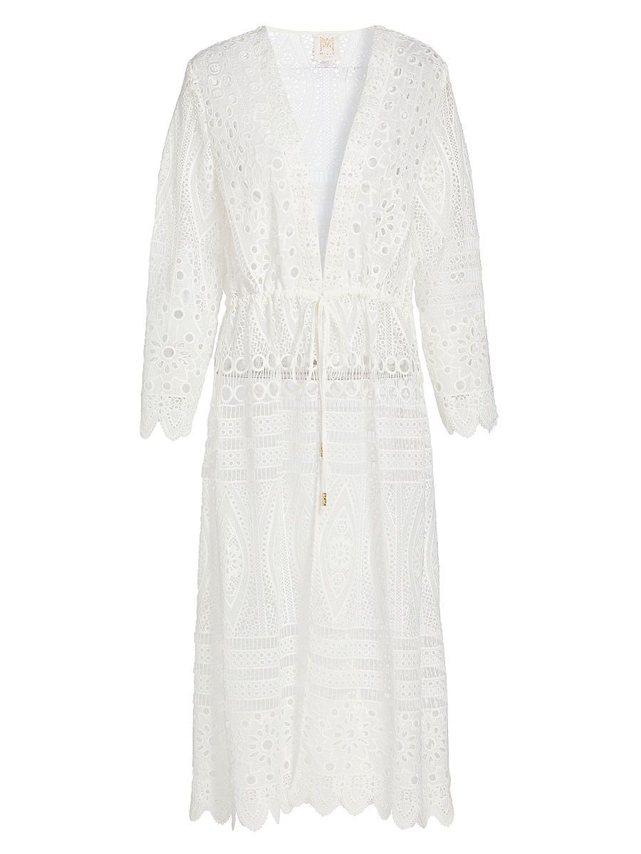 Women's Lace Cover-Up Midi-Dress - White - Size Small