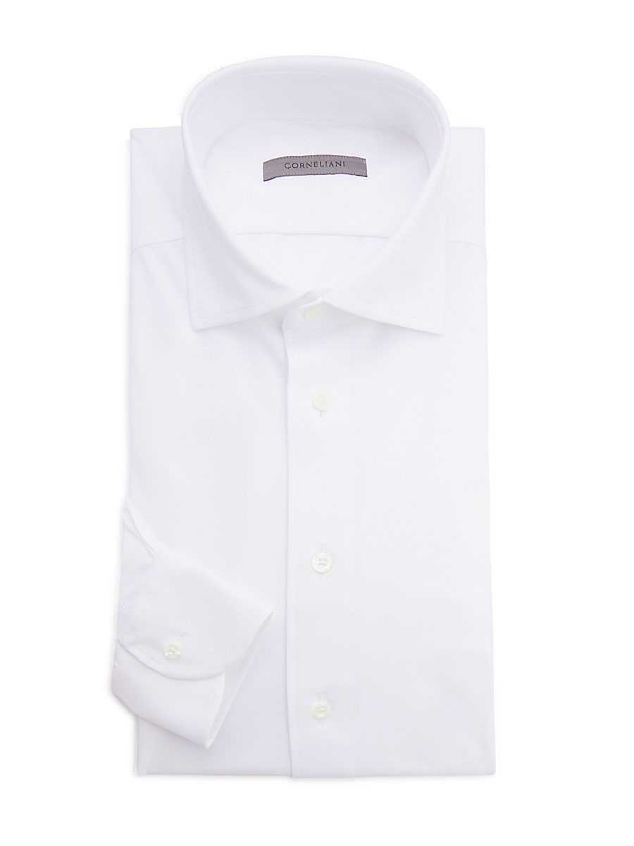 Men's Stretch-Fabric Button-Front Shirt - White - Size 18