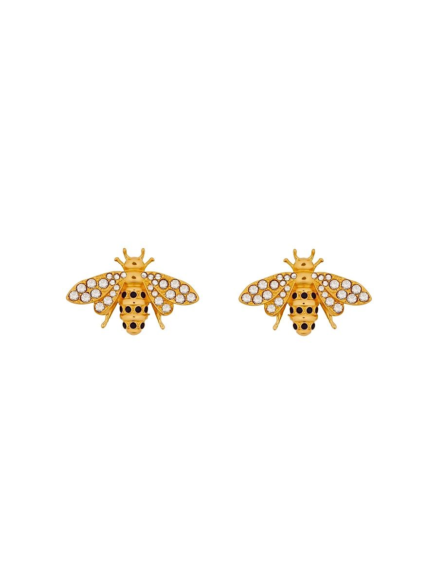 Women's 24K-Gold-Plated & Glass Crystal Bee Clip-On Stud Earrings - Golden Shadow