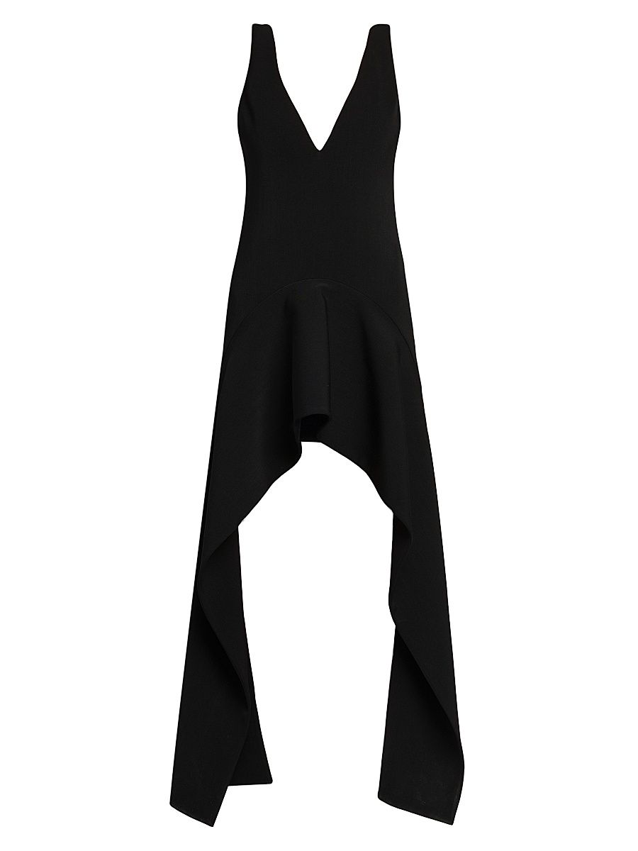 Women's V-Neck Draped Hem Minidress - Black - Size 0