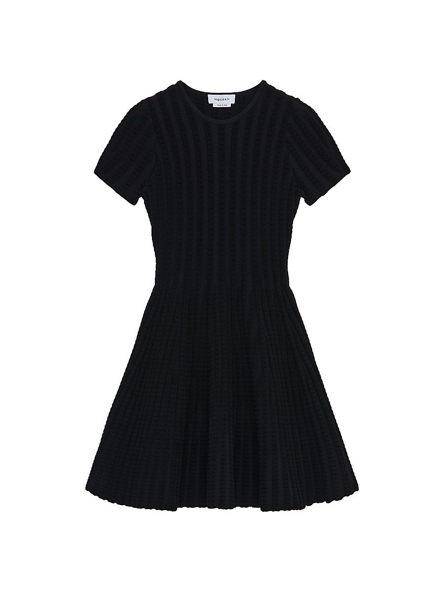 Women's Rib-Knit Chenille Minidress - Black - Size 12