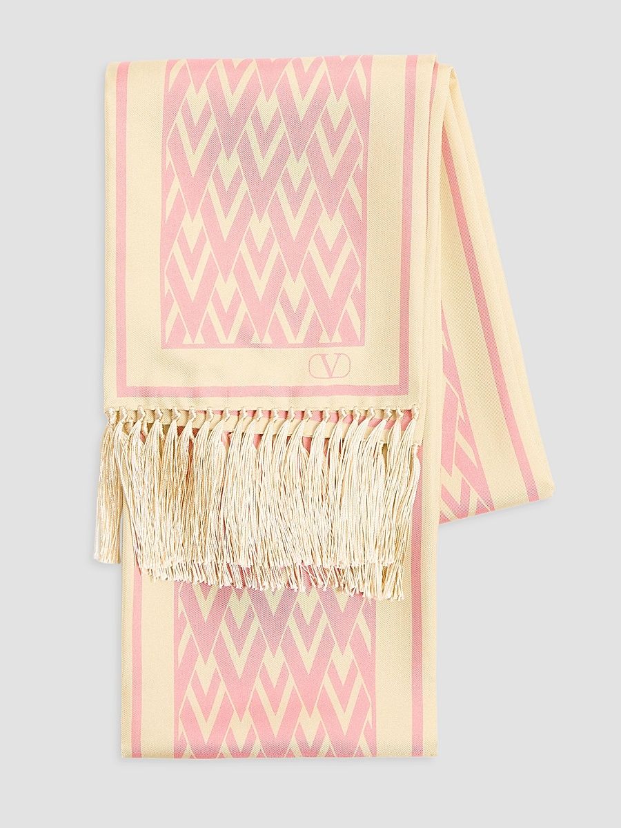 Women's Toute La V Silk Bandeau Scarf - Cream Pink