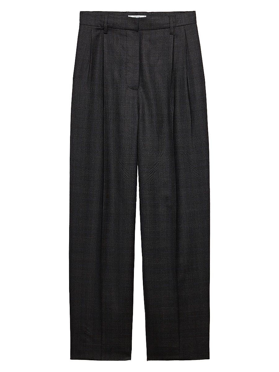 Women's Checked Wool Pants - Grey - Size 6