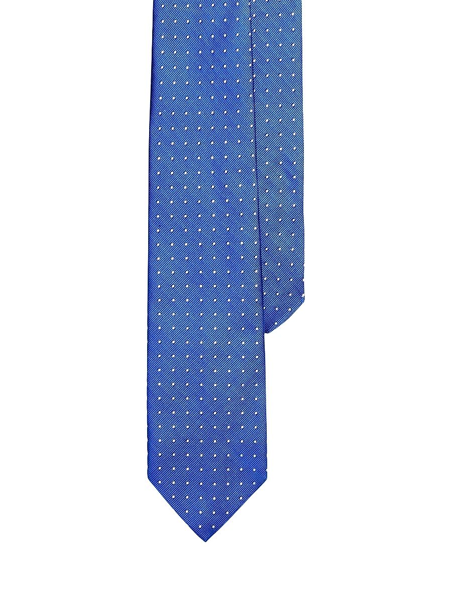 Men's Polka Dot Silk Narrow Tie - Blue White