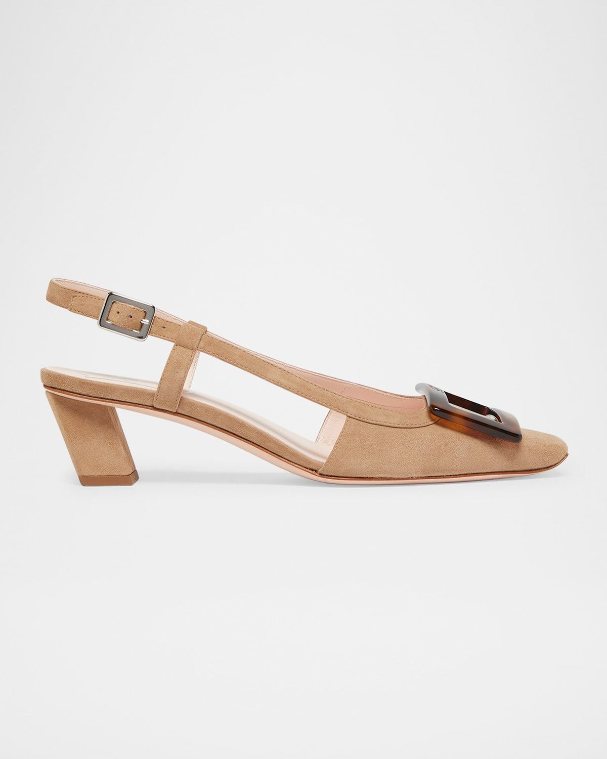 Belle Vivier Suede Turtle Slingback Pumps