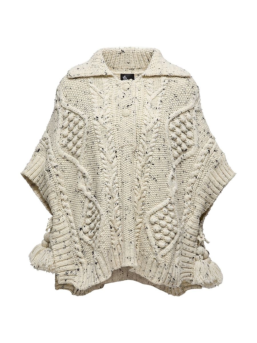 Women's Cape in Wool Blend - White Ivory
