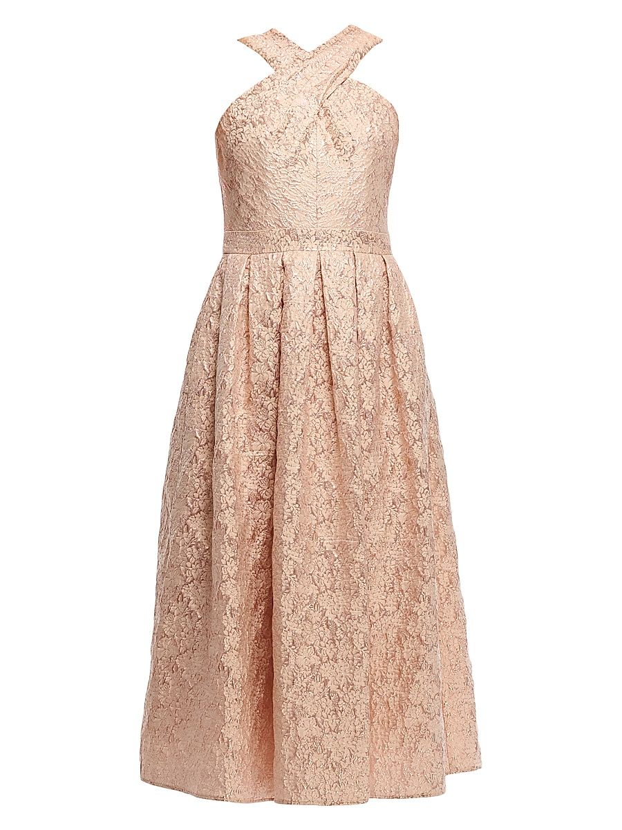 Shoshanna Women's Ivanna Floral Crisscross Halterneck Dress - Rose Gold - Size 2