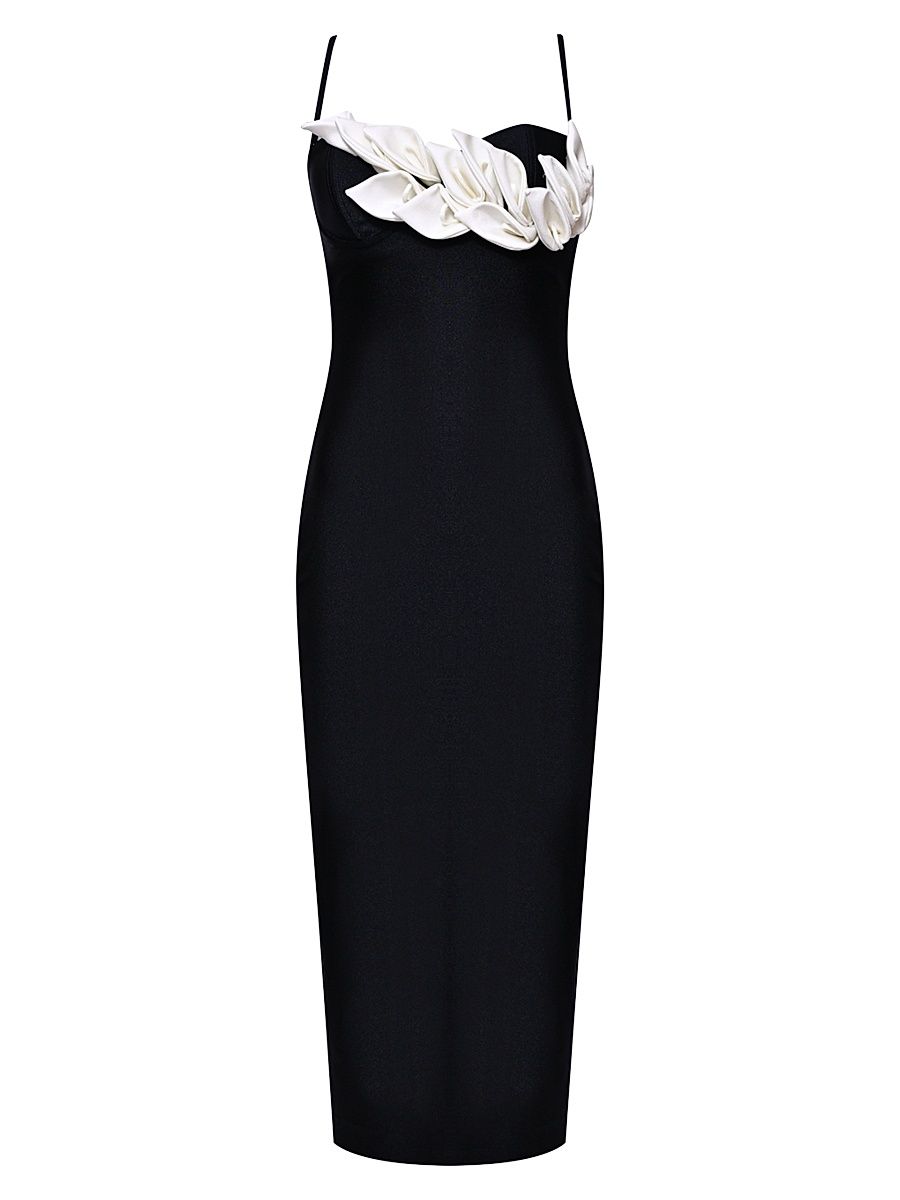 Women's Selene Appliqué Midi-Dress - Black - Size XS
