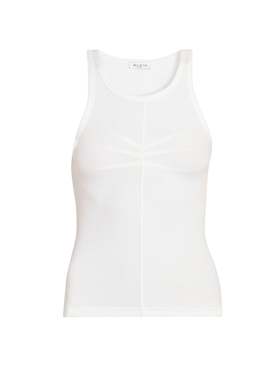 Women's Darts Stretch Cotton-Blend Tank - Blanc - Size 2