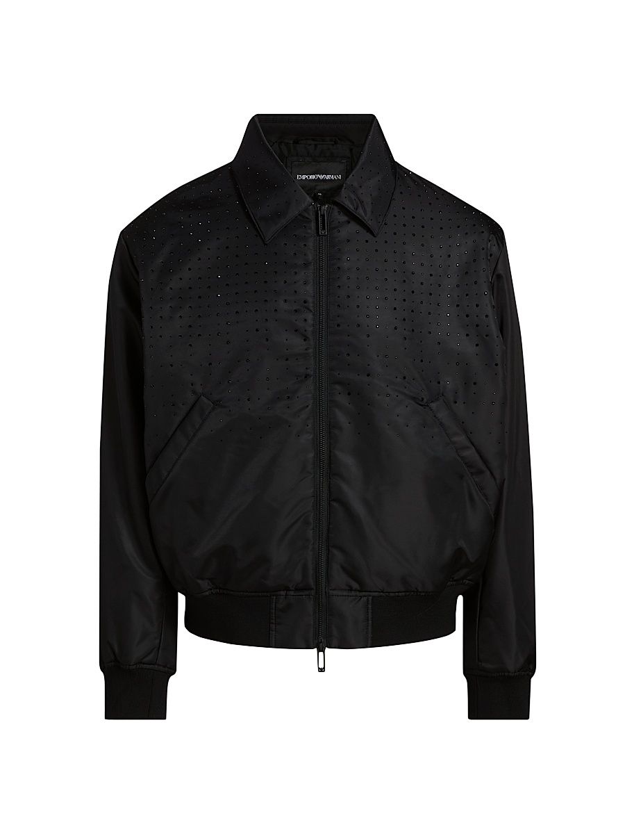 Men's Clubwear Capsule Rhinestone Bomber Jacket - Black - Size 42