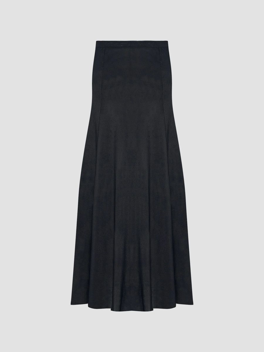 Another Tomorrow Women's Seamed Flare Skirt - Black - Size Medium
