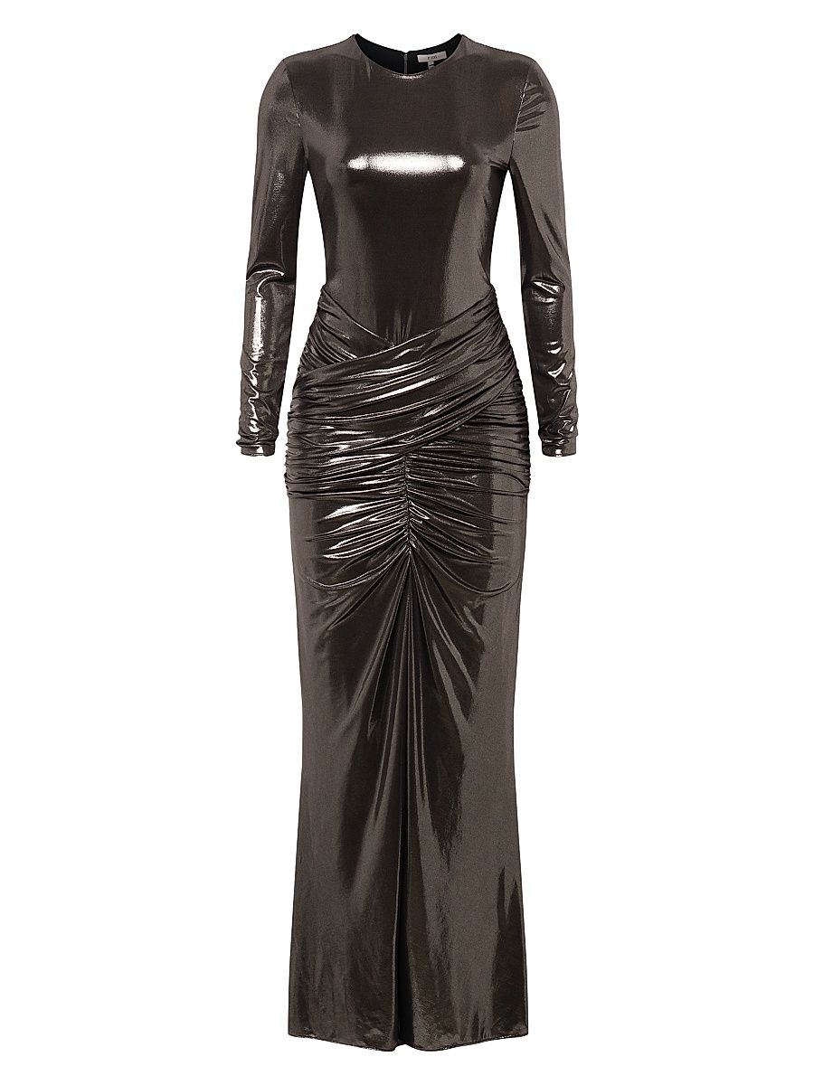 Women's Stella Metallic Ruched Waist Gown - Gunmetal - Size 14