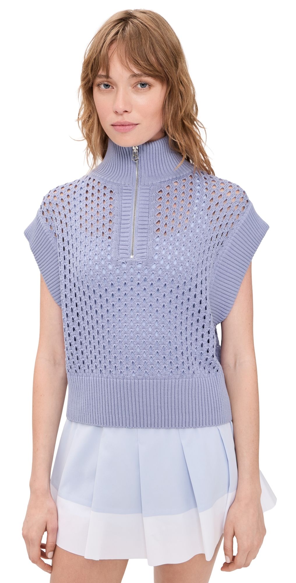 Varley Gaines Half Zip Knit Top Thistle Down XXS