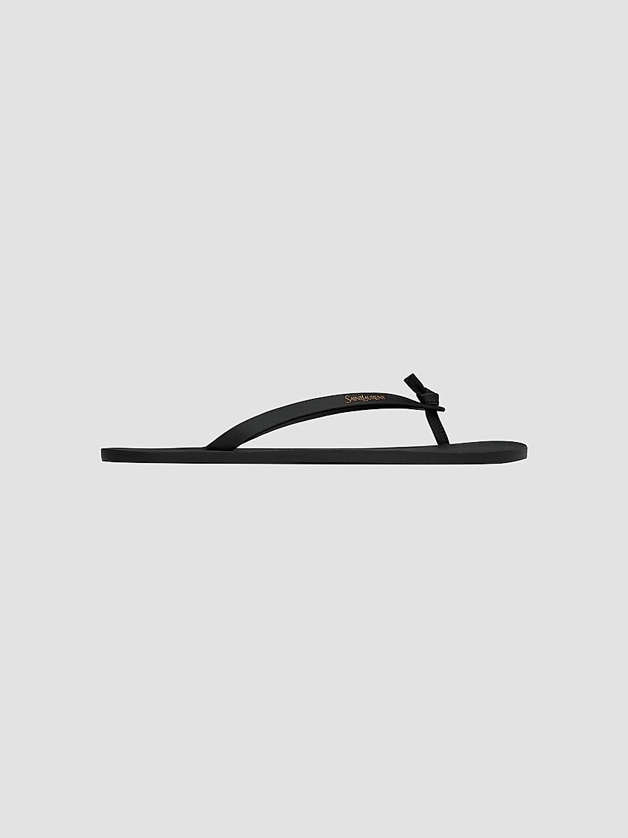 Saint Laurent Men's Pool Flip-Flops in Smooth Leather - Nero - Size 10
