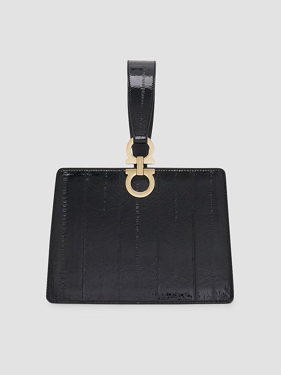 Women's Mini Eel Wristband Clutch - Black