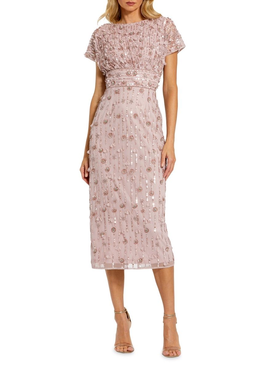 Mac Duggal Women's Sequin Beaded Cap-Sleeve Midi-Dress - Vintage Lilac - Size 18