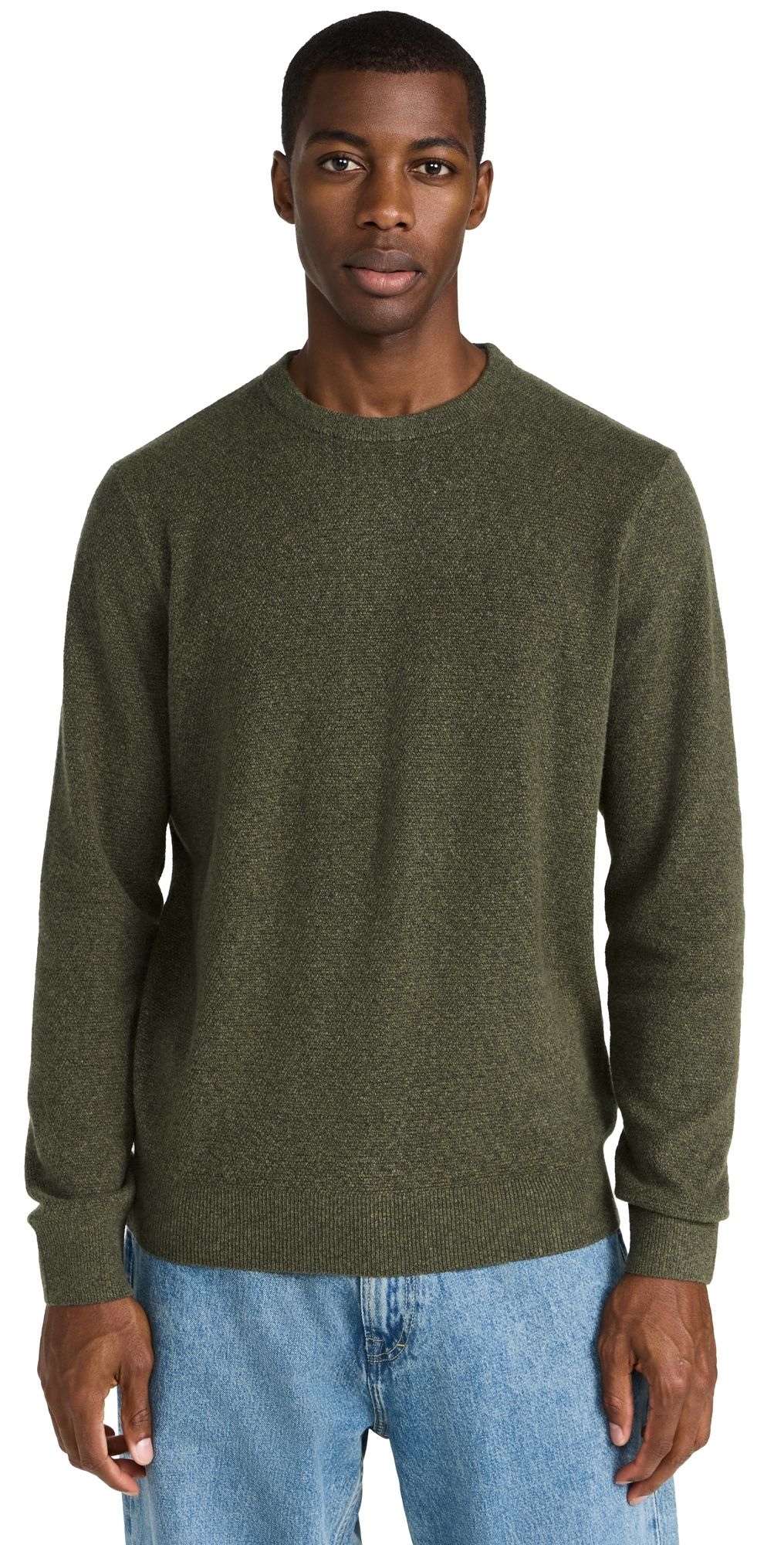 Faherty Jackson Crew Sweater Olive Heather XL