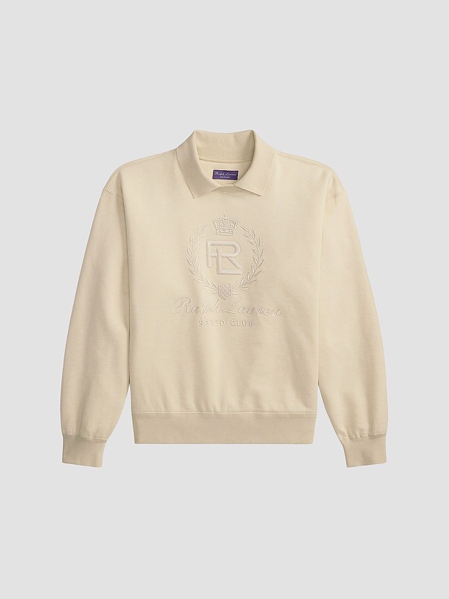 Men's Cotton-Cashmere Polo Sweatshirt - Limestone - Size XXL