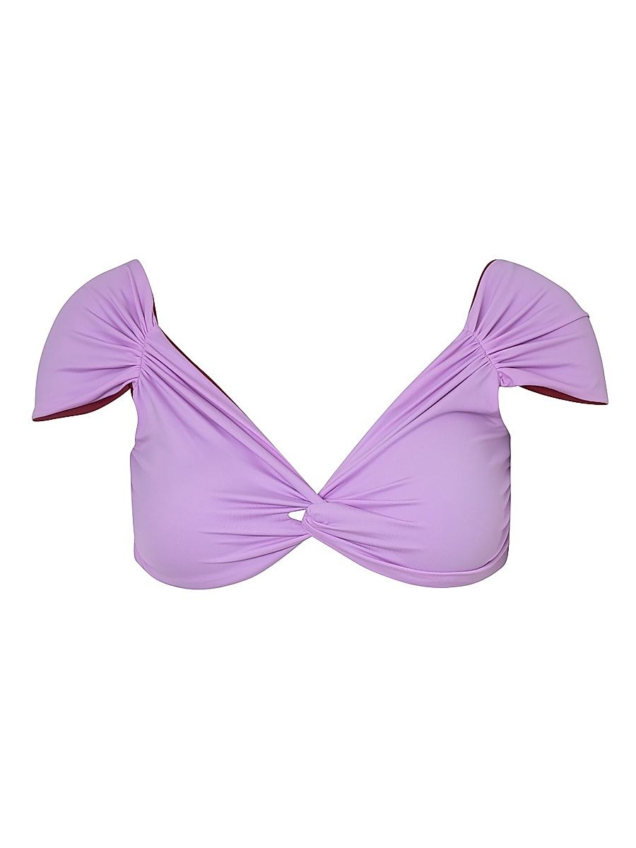 Women's Niche Reversible Twist Bikini Top - Lilac Ivory - Size Large