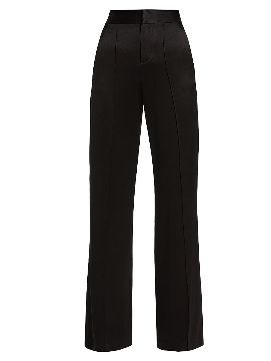 Women's Dylan Silk High-Waisted Wide-Leg Pants - Black - Size 14