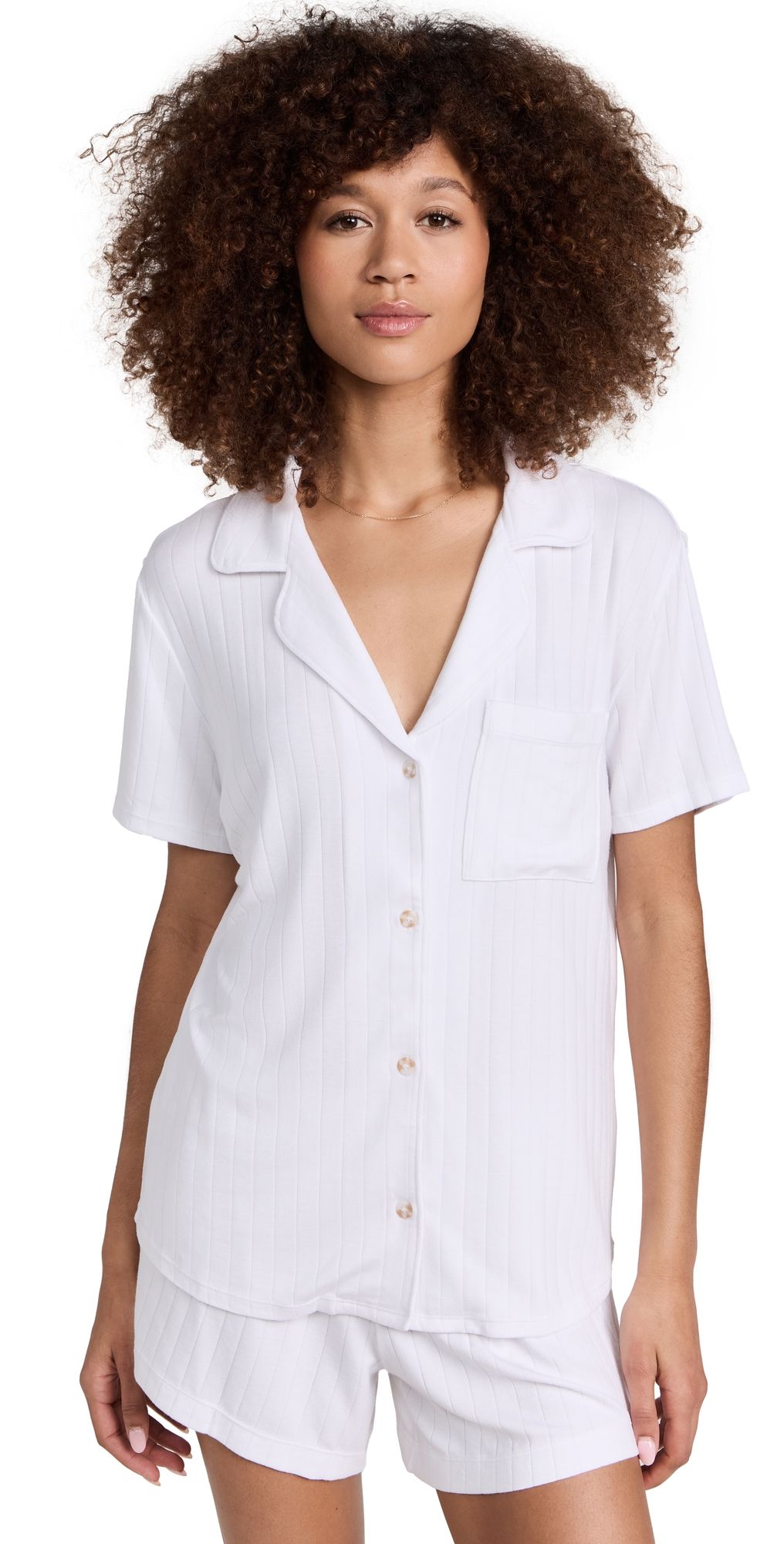Eberjey Gisele Rib Relaxed Short Pajama Set White S