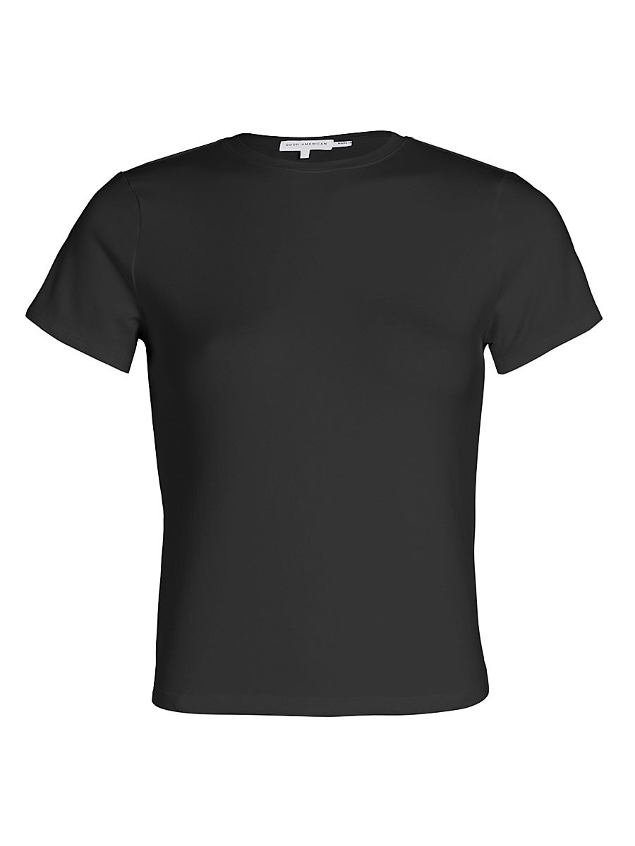Women's Stretch-Cotton Baby Tee - Black - Size XXXXXL