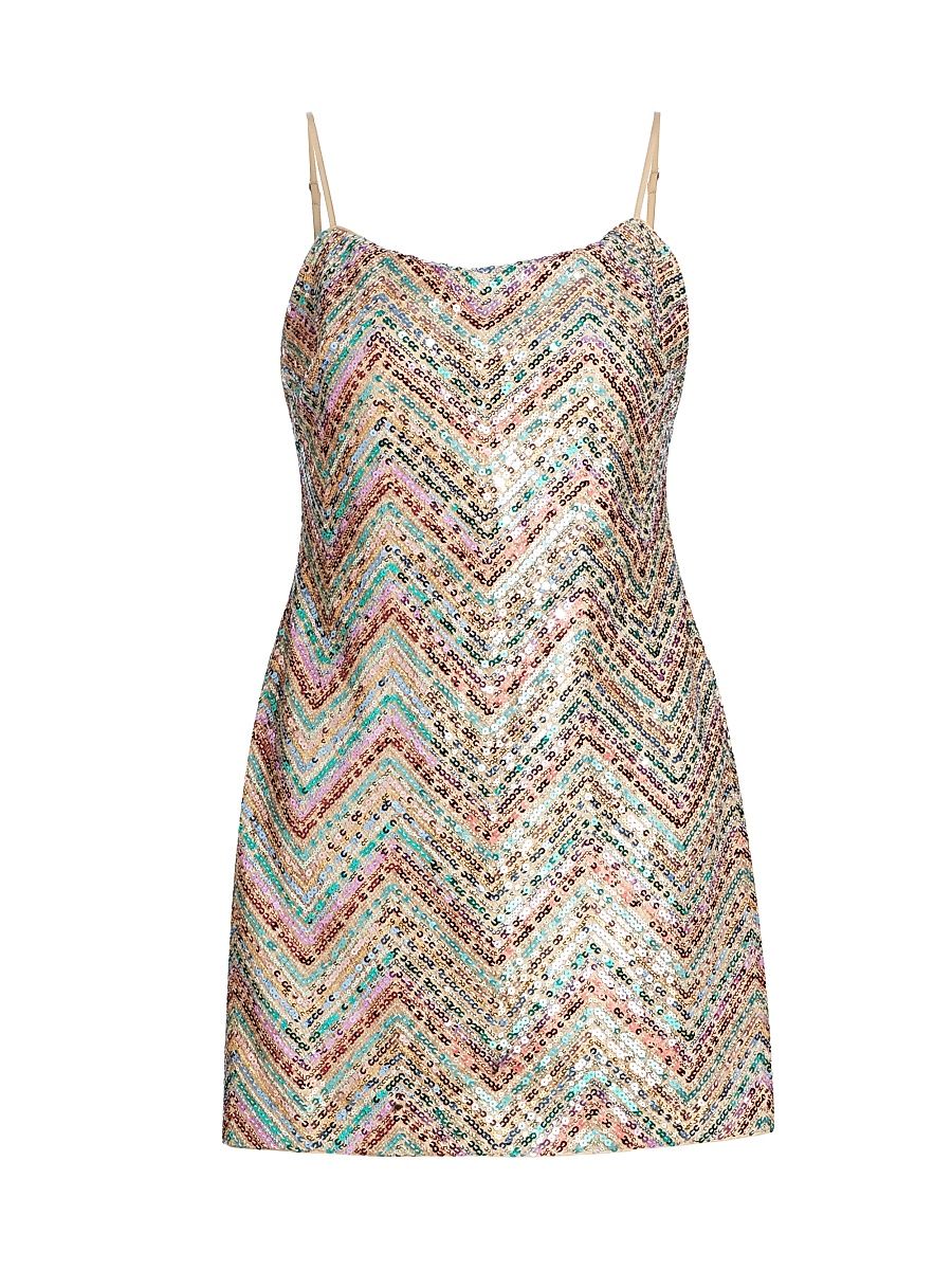 Women's Colette Chevron Sequin Minidress - Size 12