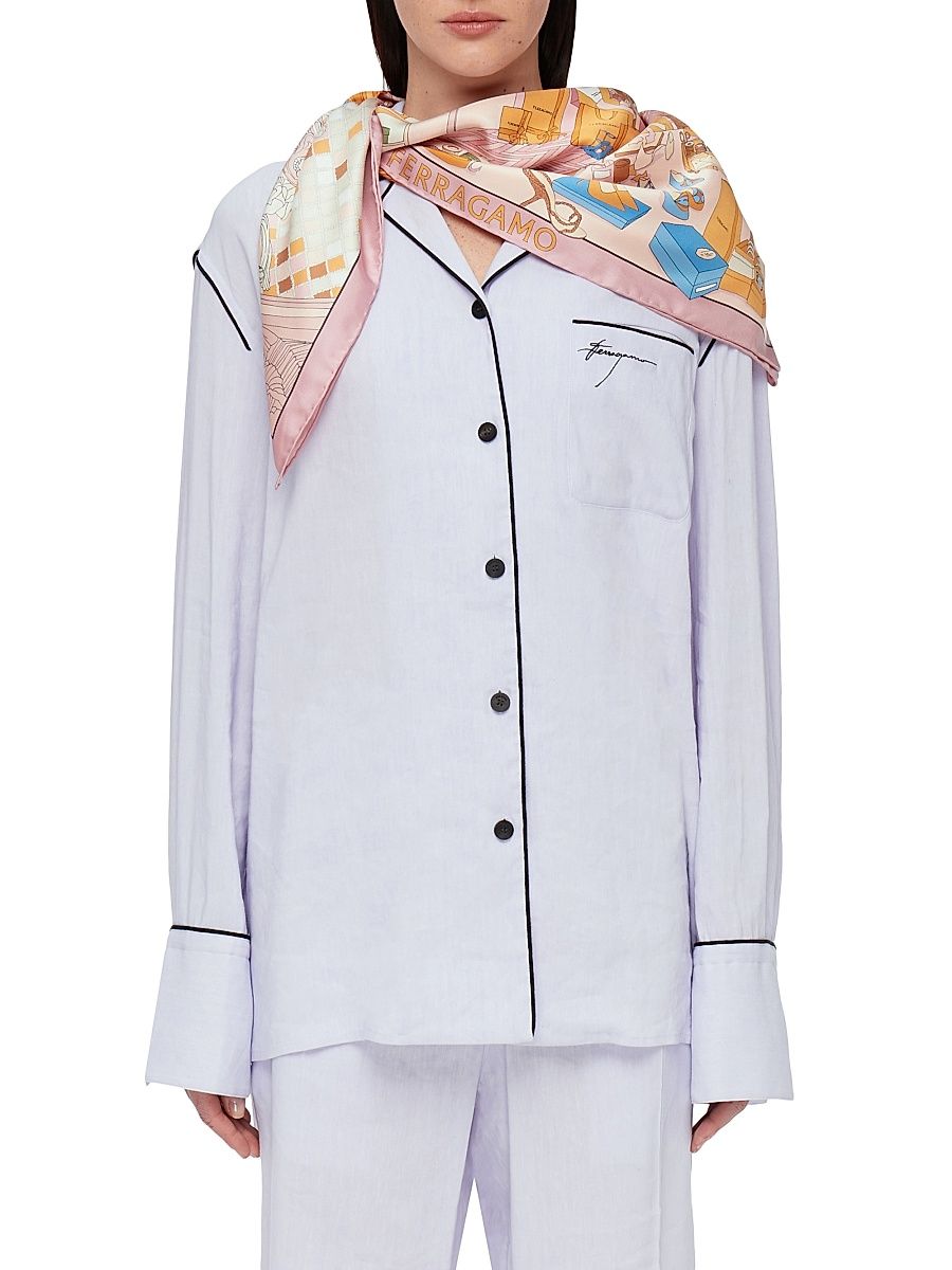 Women's Atelier Graphic Silk Scarf - Rose Multi