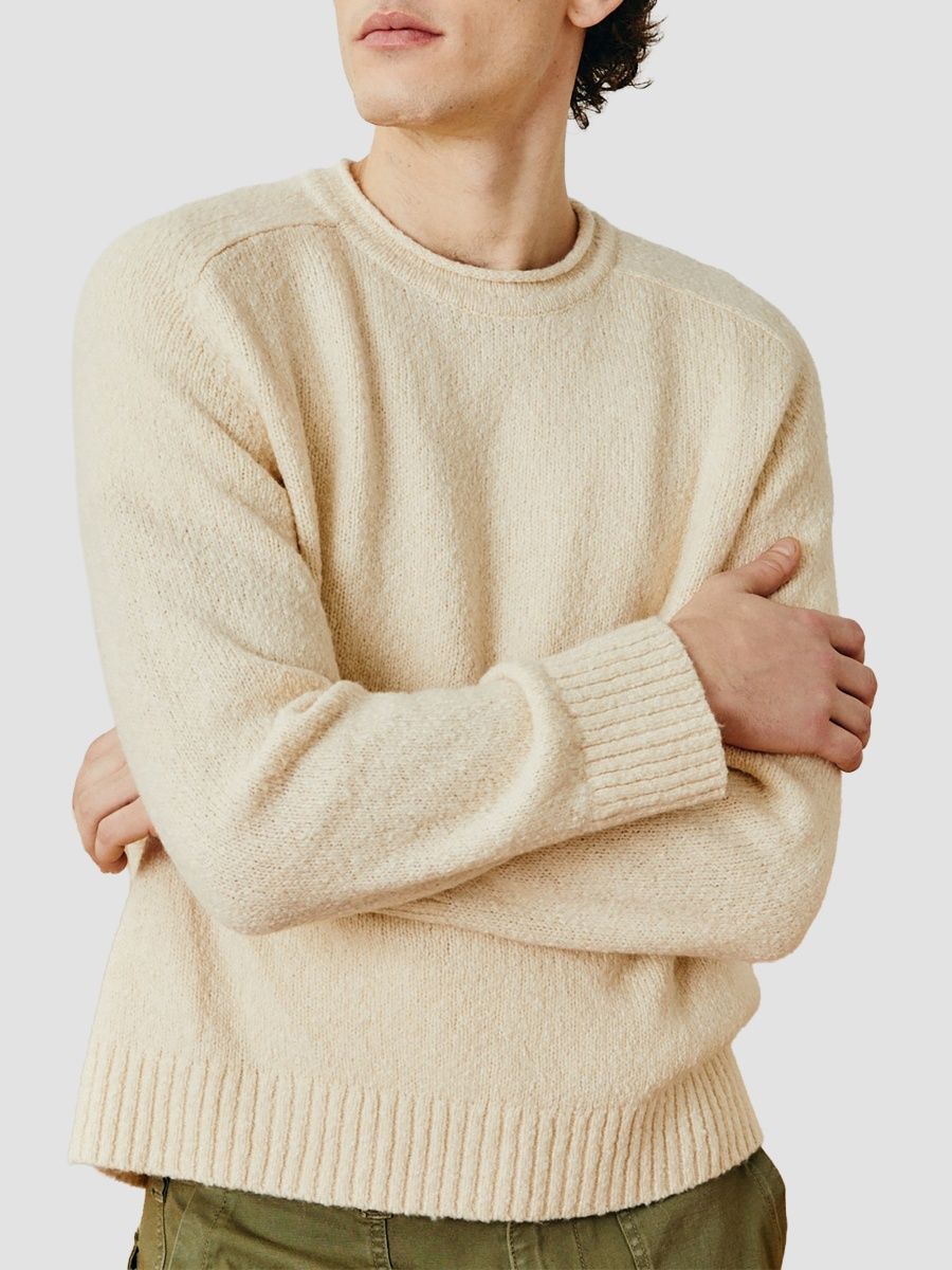 Corridor Men's Bouclé Wool-Blend Rolled-Neck Sweater - Natural - Size XXL