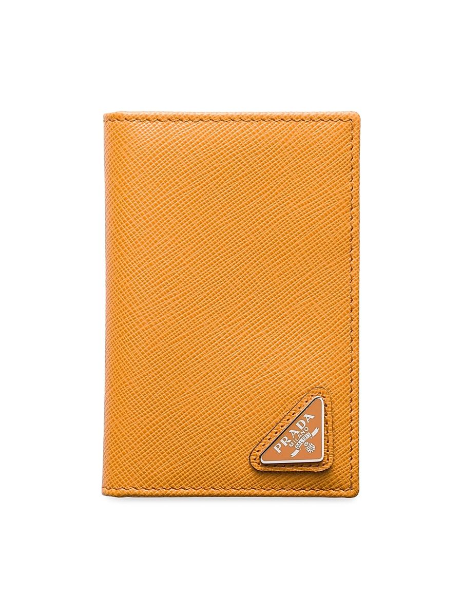 Men's Saffiano Leather Card Holder - Orange