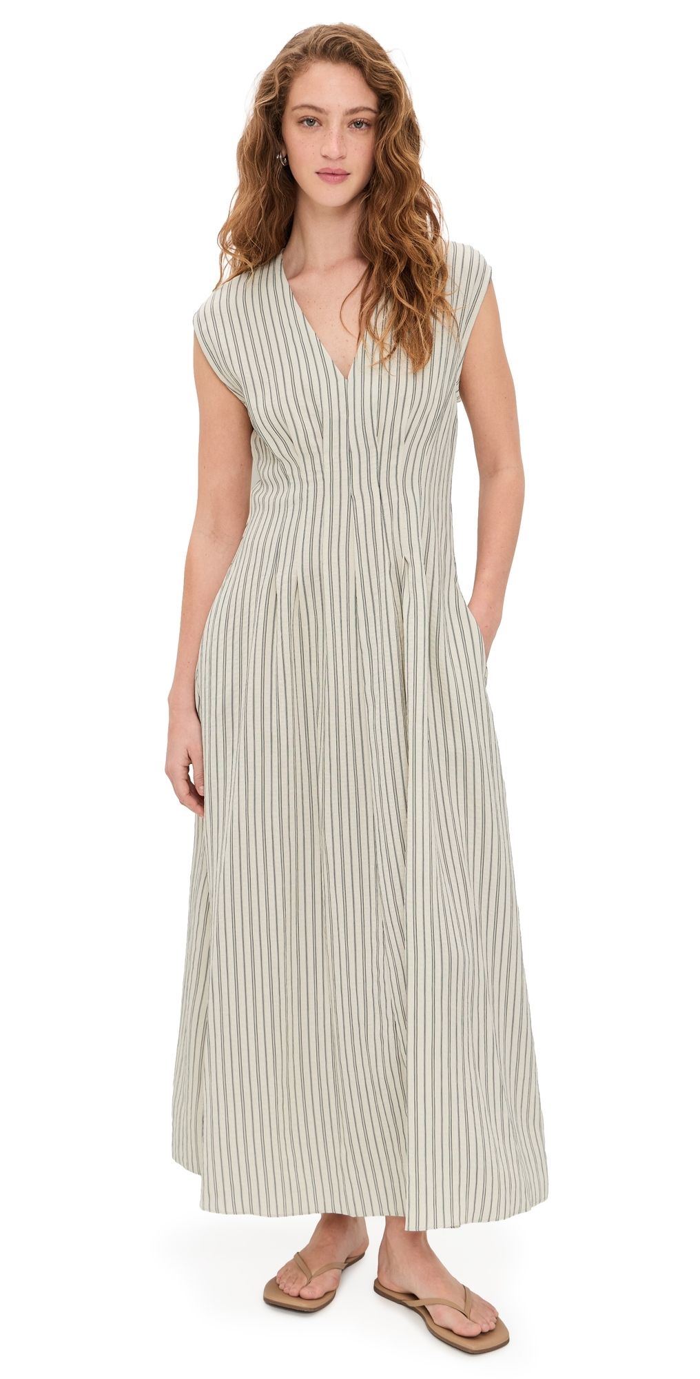 rag & bone Ines Stripe Satin Dress Cream Stripe 12