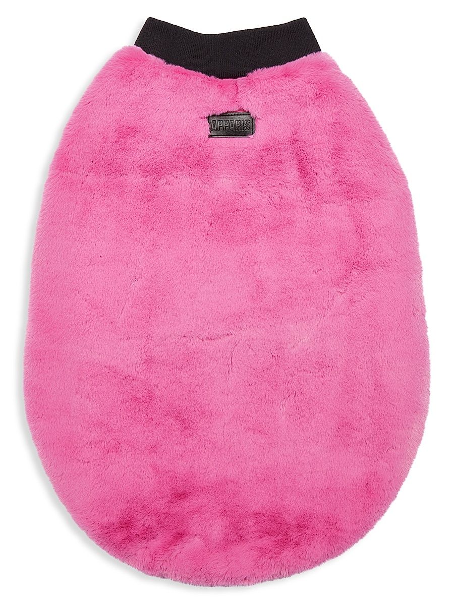 Carter Faux Fur Dog Sweater - Sugar Pink - Size Small