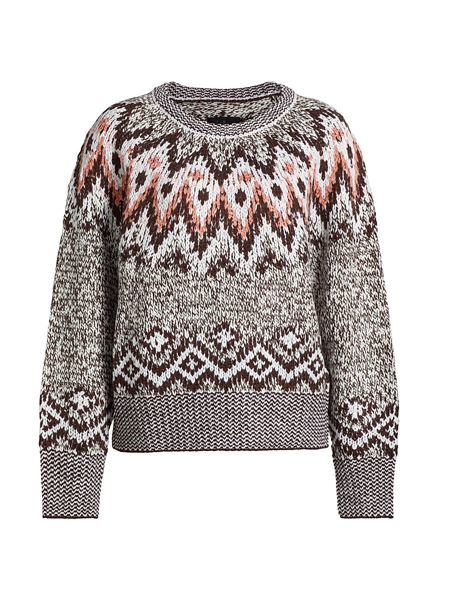 Women's Fair Isle Sweater - Chocolate Multi - Size XS