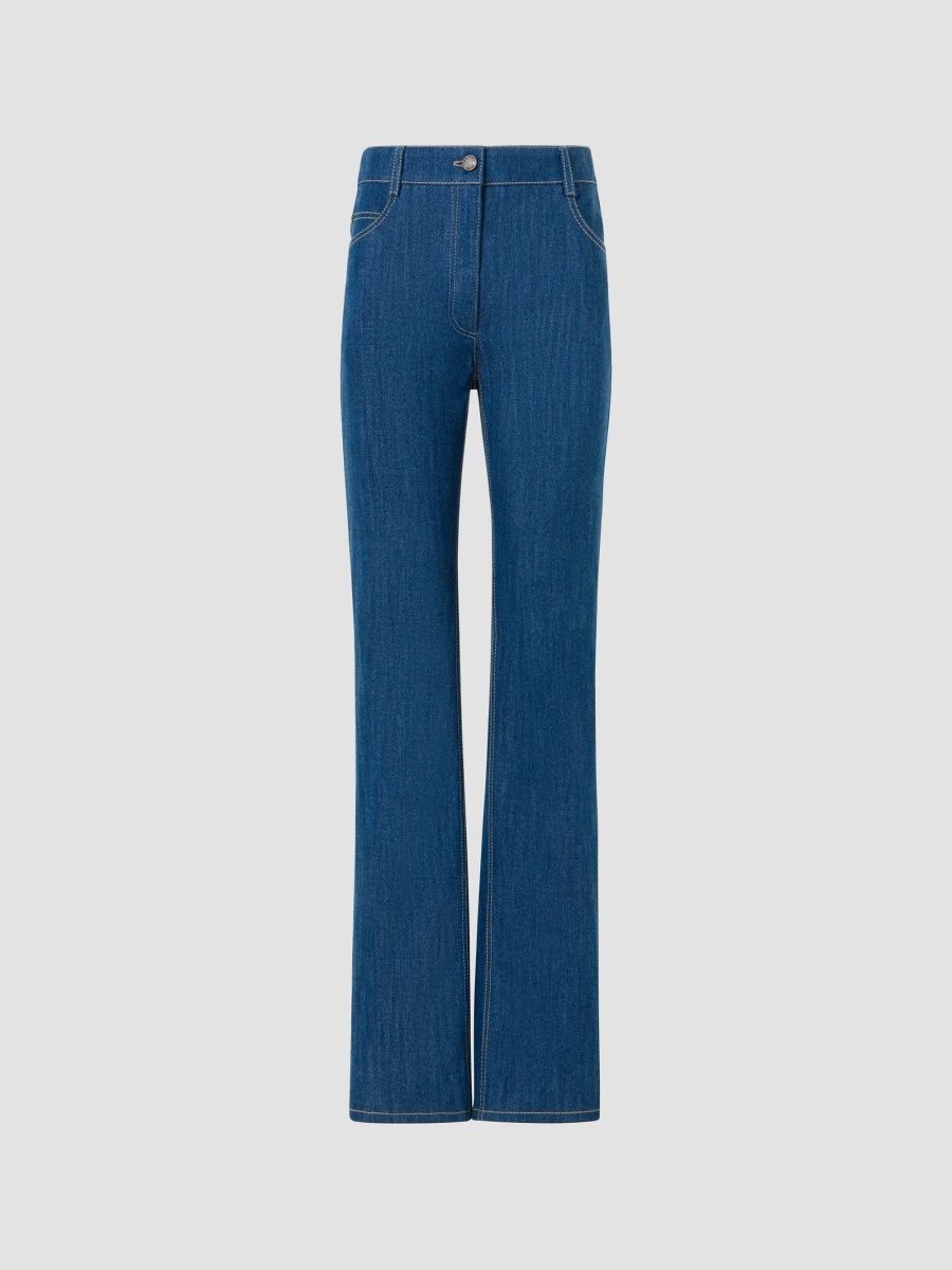 Akris punto Women's Full Length Slim-Leg Jeans - Uranus Blue Denim - Size 16