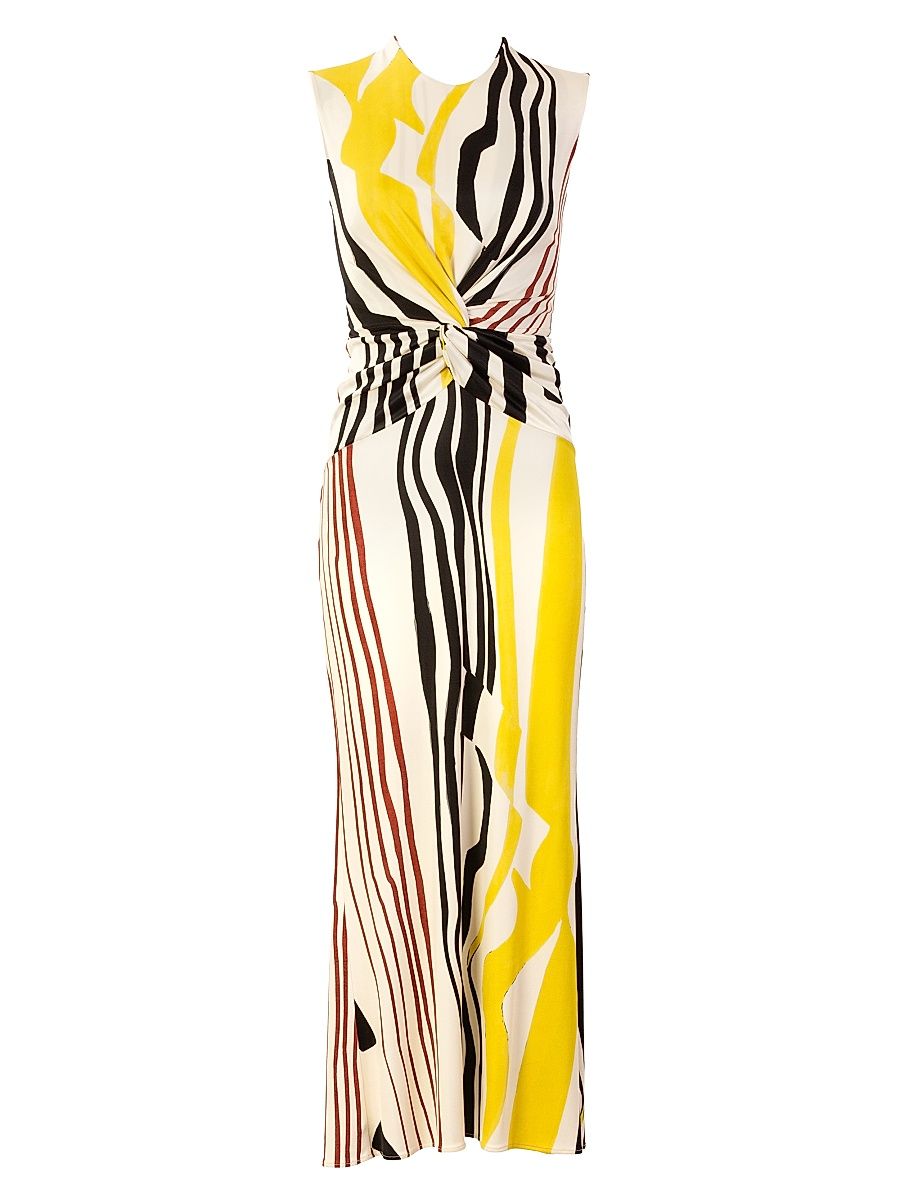 Women's Luna Striped Twisted Maxi Dress - Distorted Multi Color Stripes - Size XL