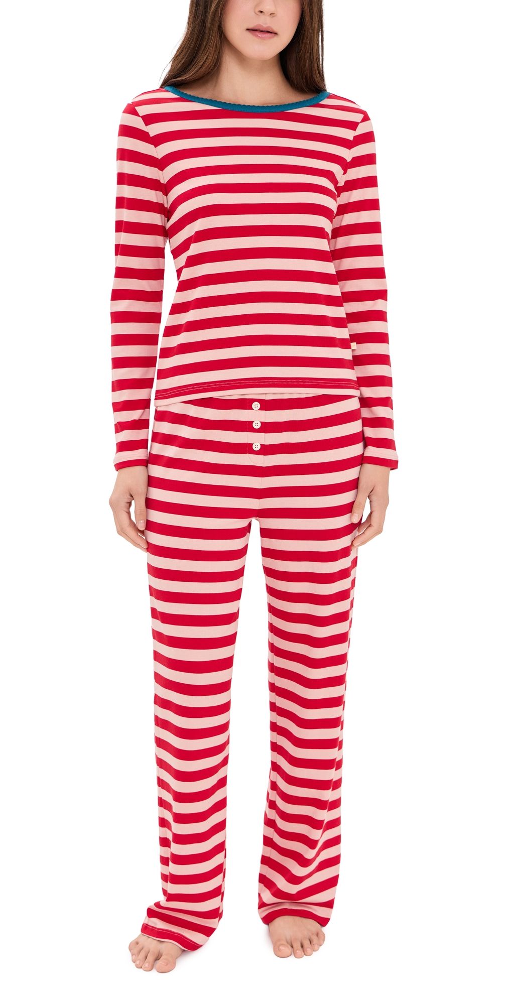 Cozyland by Morgan Lane Ellie Pajama Set Ribbon Stripe Print P