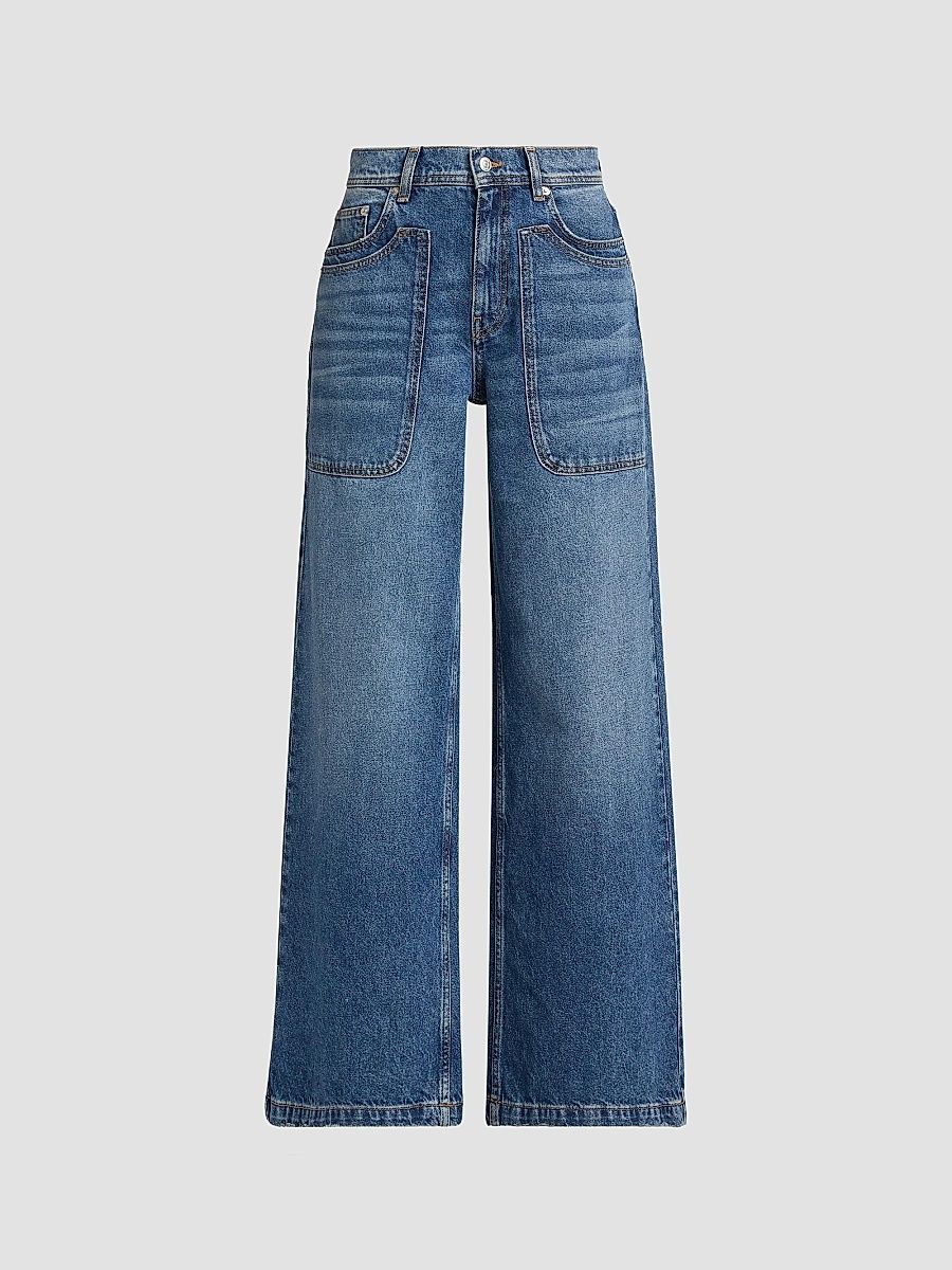 ba & sh Women's Zoel Wide-Leg Jeans - Blue Denim - Size XL