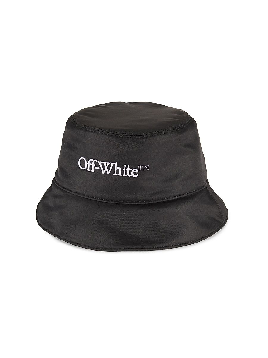 Men's Embroidered Logo Bucket Hat - Black White - Size Medium