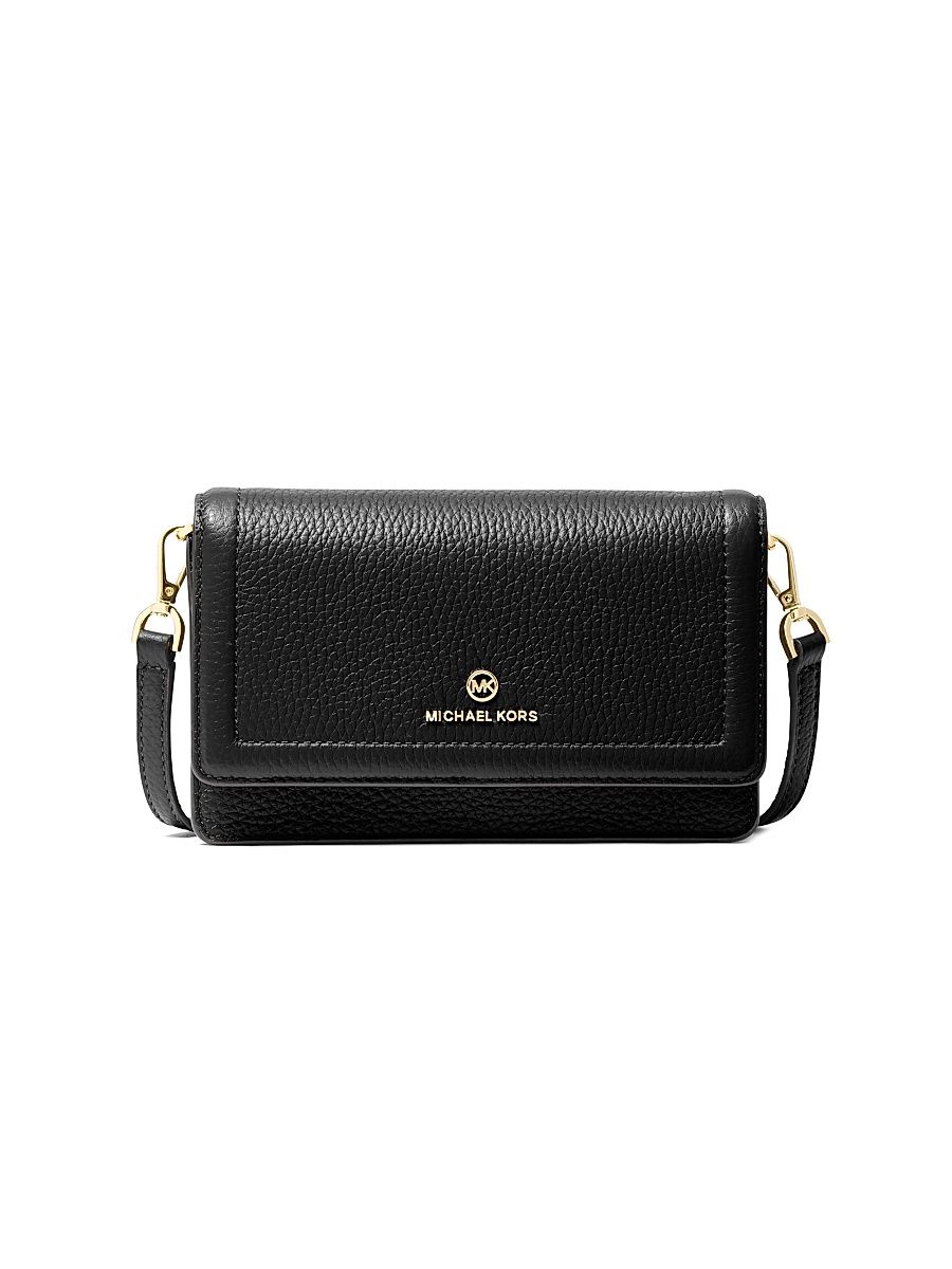 Women's Small Jet Set Charm Leather Crossbody Phone Case - Black