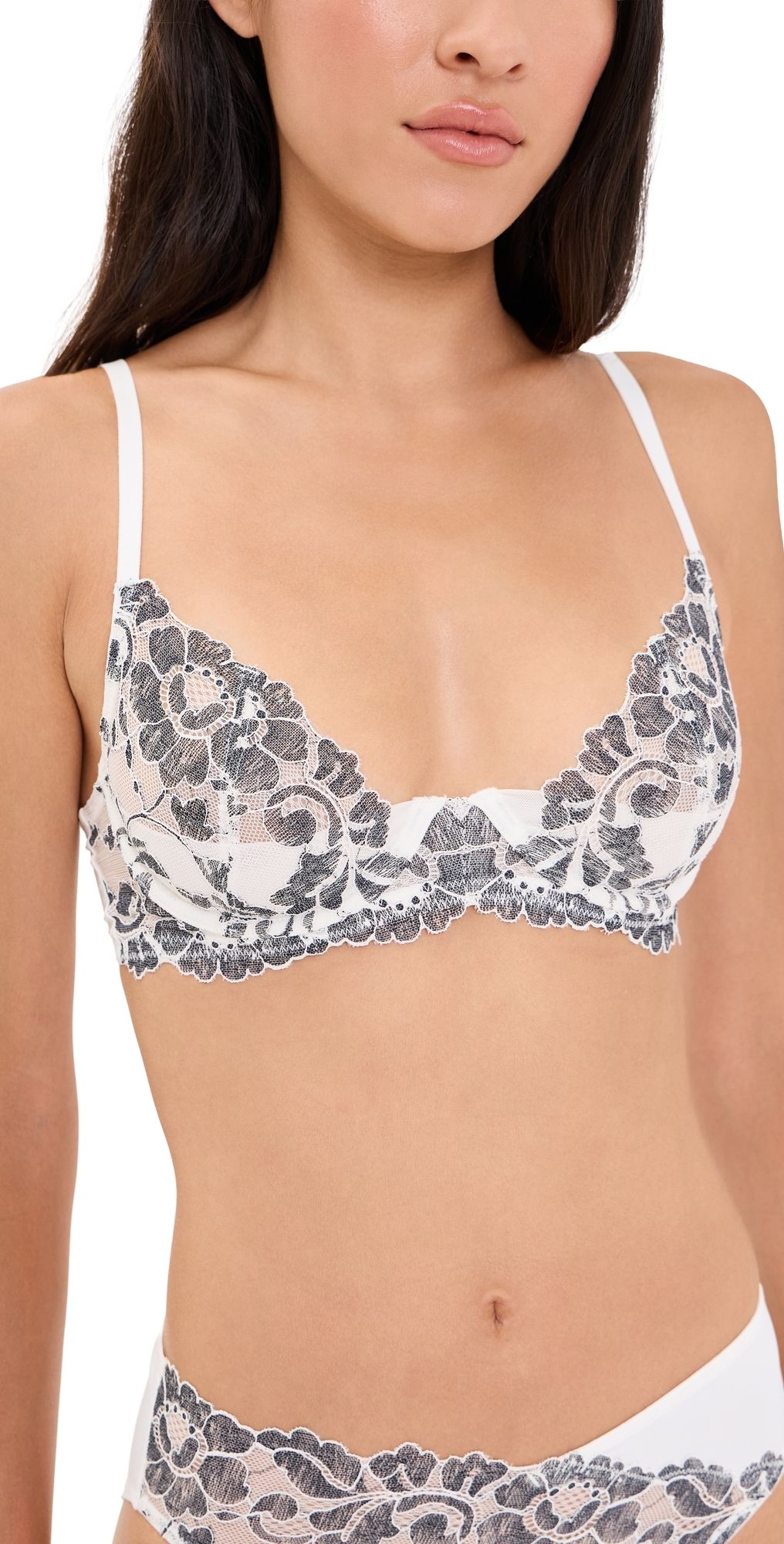Natori Peony Unlined Underwire Bra Warm White/Black 32A