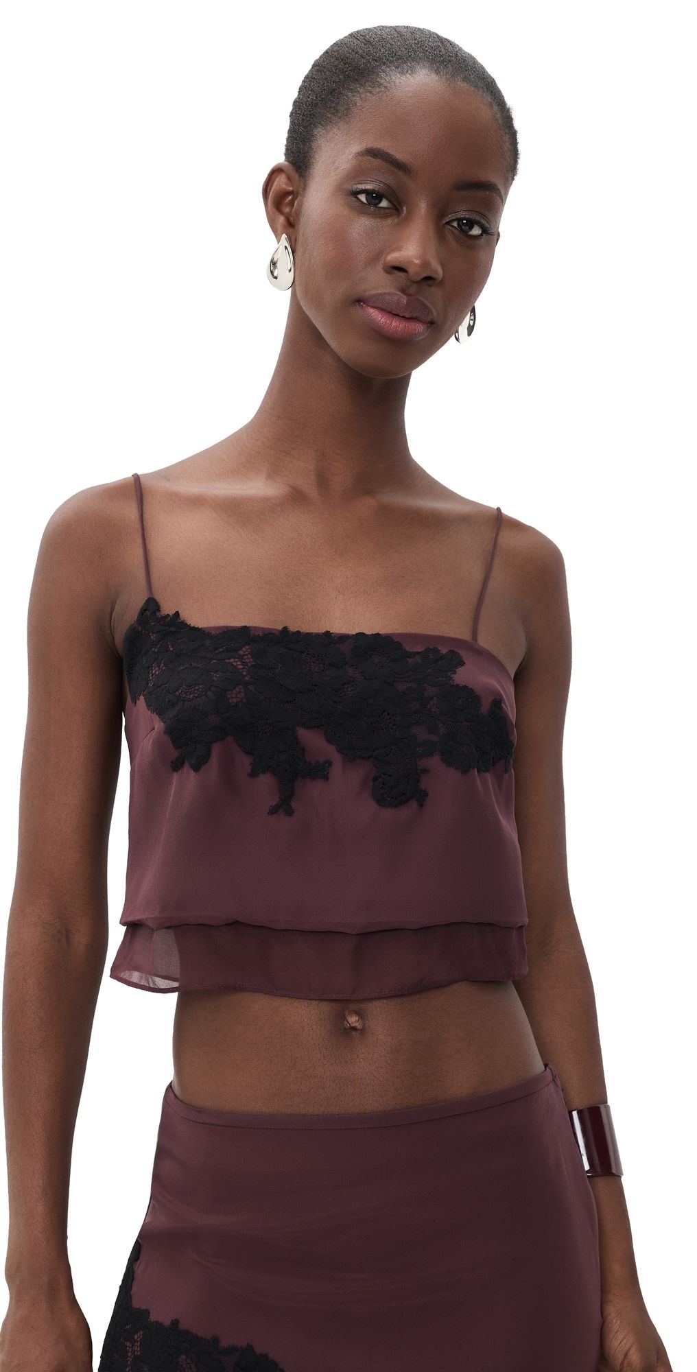 SIR. Noria Silk Cropped Cami Dark Plum 0