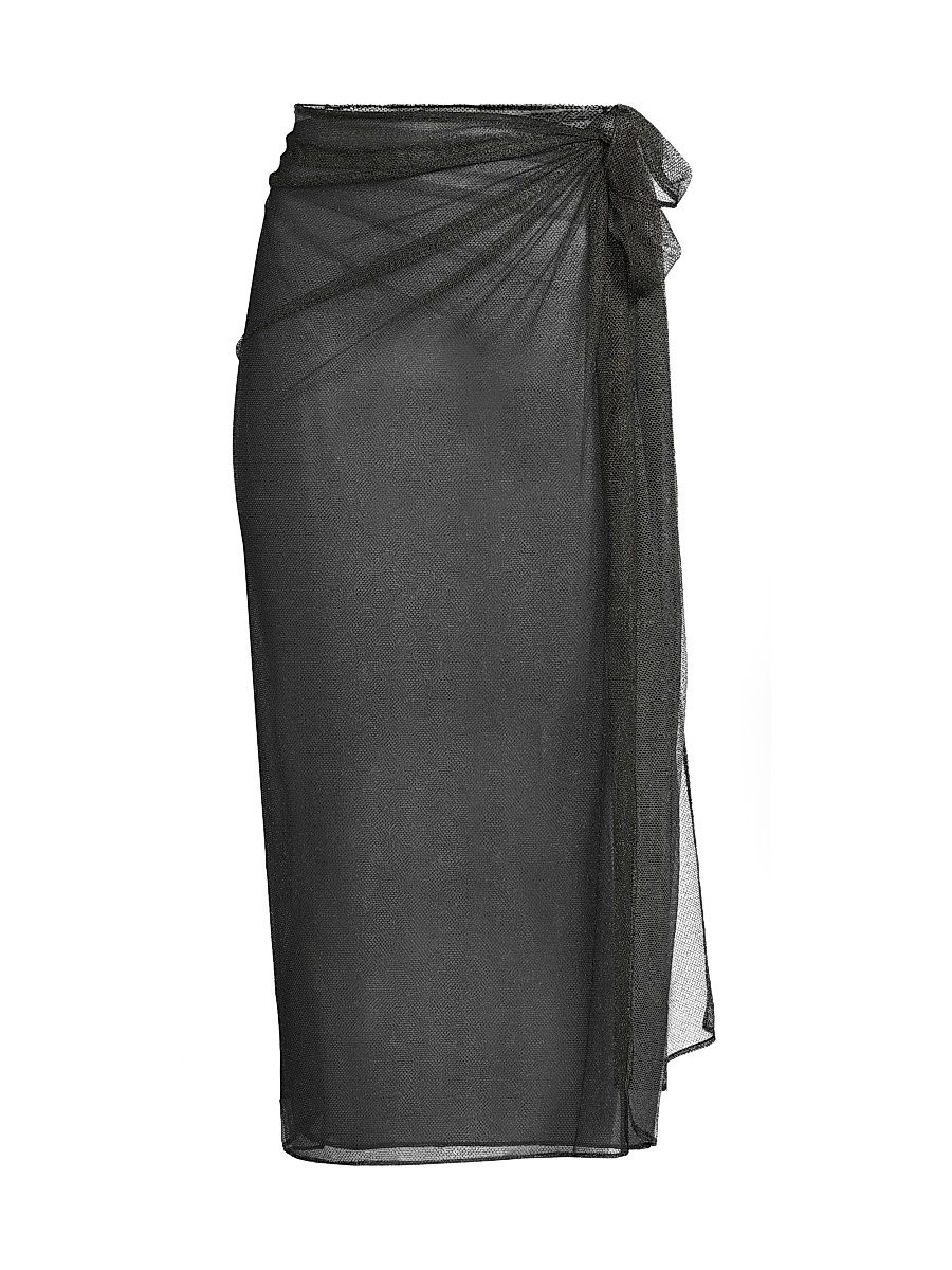Women's Metallic Mesh Sarong - Black