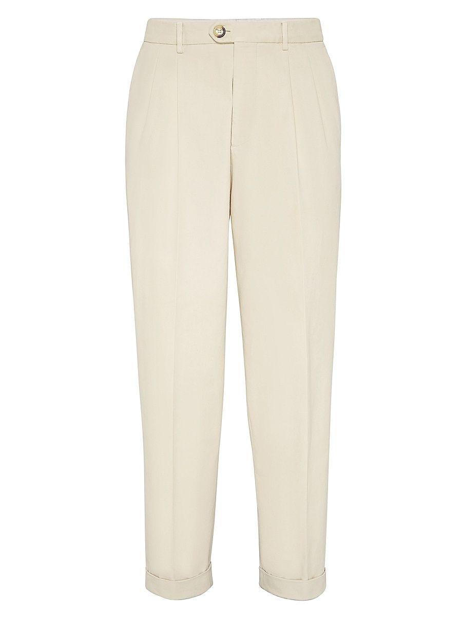 Men's Twisted Cotton Gabardine Leisure Fit Trousers - Panama - Size 48