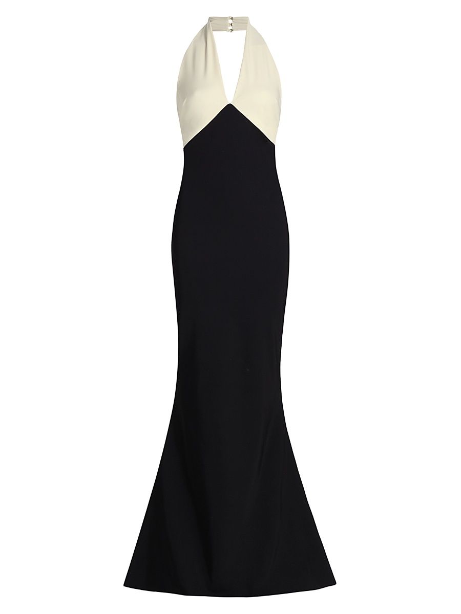 Women's Noori Halter Mermaid Gown - Black Cream - Size 10