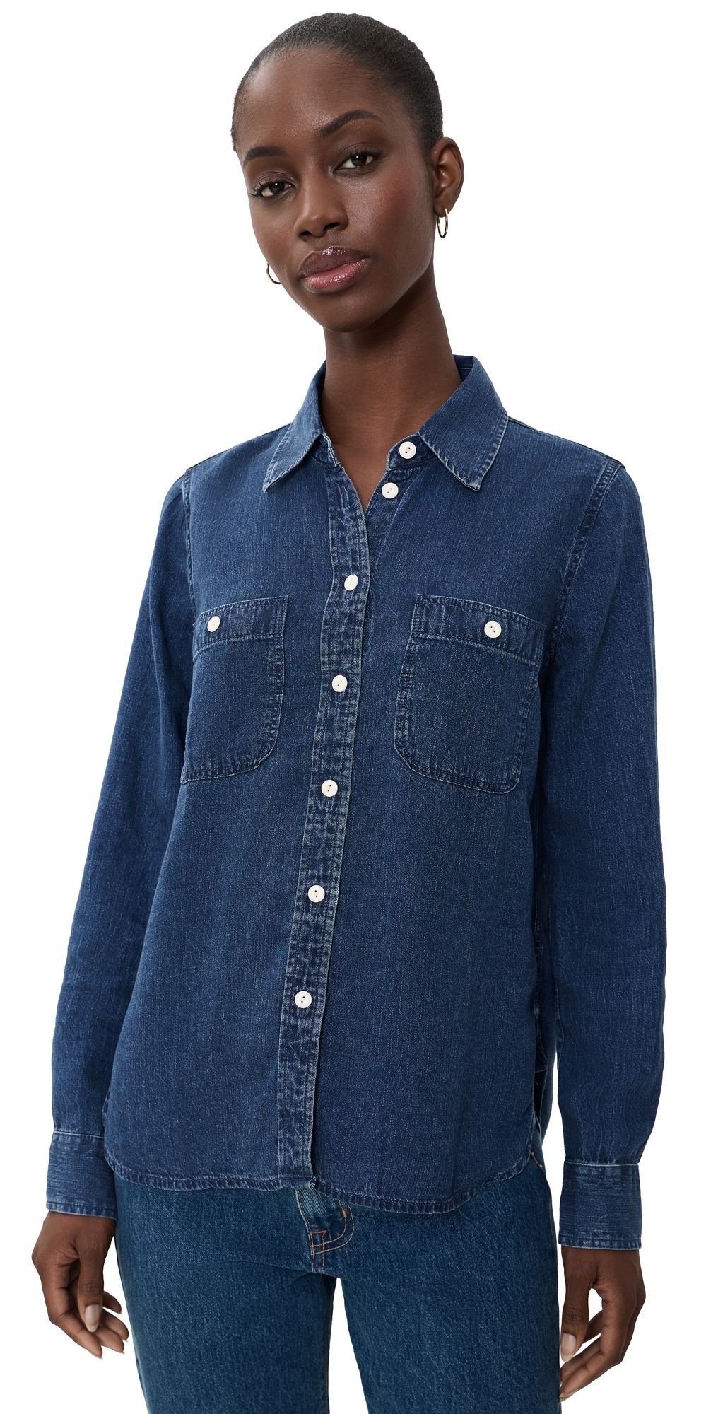 Faherty Tried & Truechambray Classic Buttondown Night Lagoon Wash S