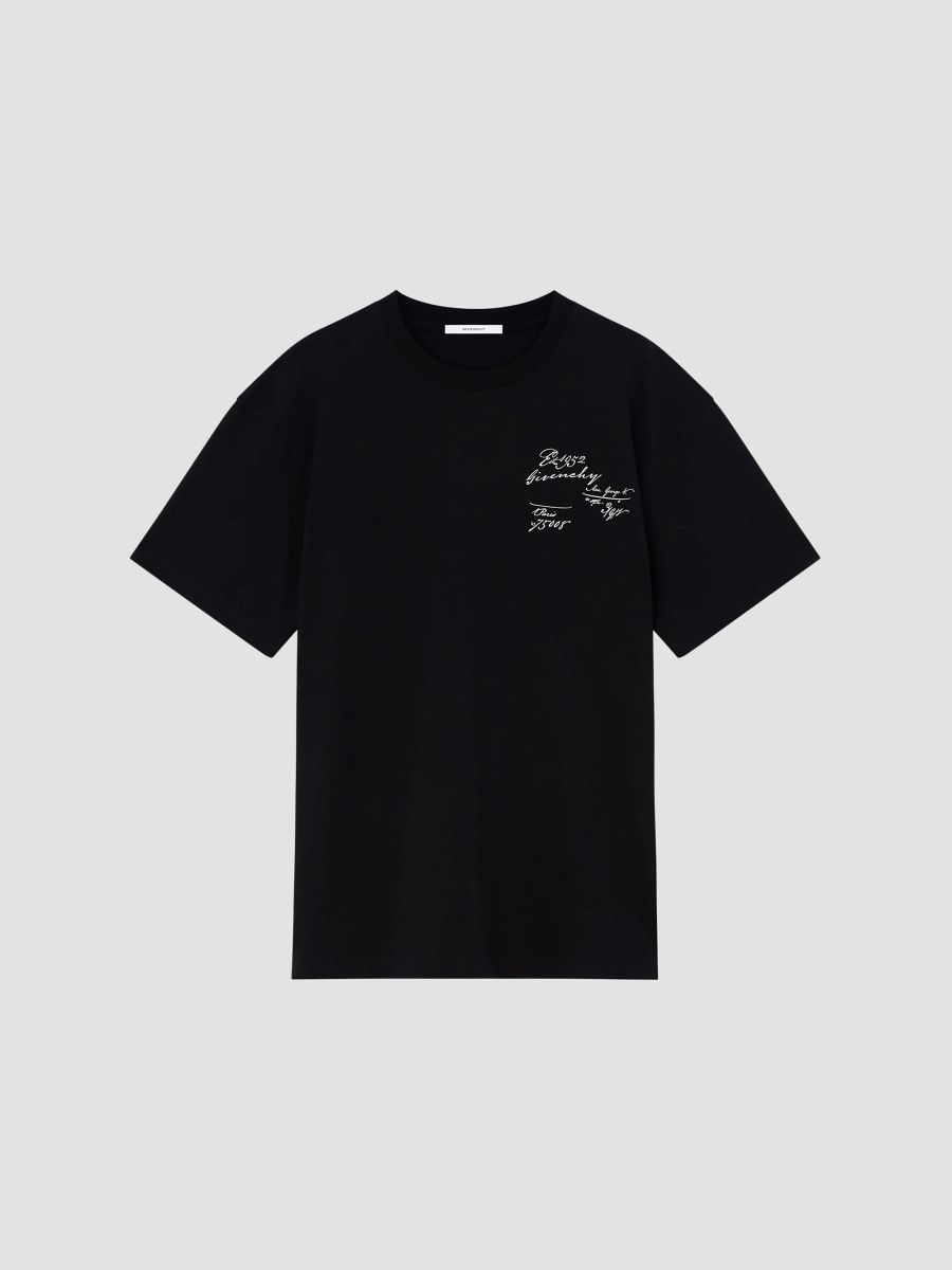 Givenchy Men's T-Shirt in Cotton with Scripty Print - Black - Size XXL